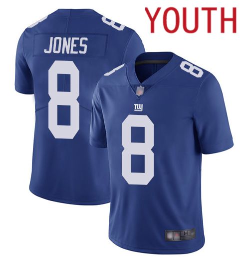 Youth New York Giants #8 Jones Blue Nike Vapor Untouchable Limited NFL Jersey